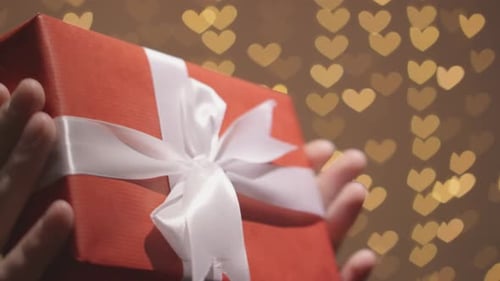 Hands Presenting a Beautifully Wrapped Gift