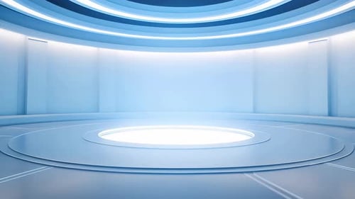podium Futuristic showcase with platform for product displaying. Empty modern stage display