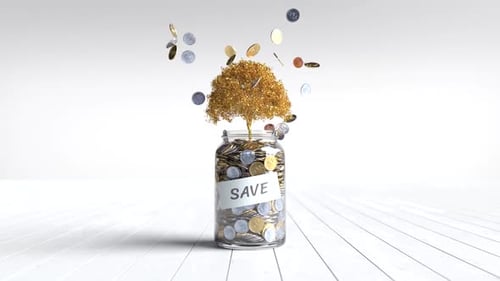 Concept d'épargne créatif avec arbre scintillant