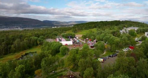Aerial of Relay for Life community event in Tromso, Norway