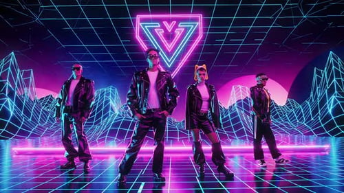 Characters Inspired By a Futuristic NeoTokyo Theme Within a Vibrant Neon Setting