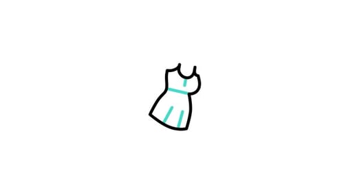 Animated Flat Design Dress Icon with Line Art Details