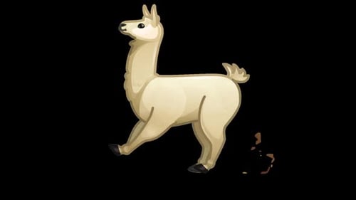 Cartoon Llama Walking Animation Loop with Alpha Channel