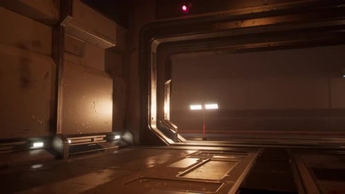 Spaceship Corridor of Futuristic Tunnel with Light