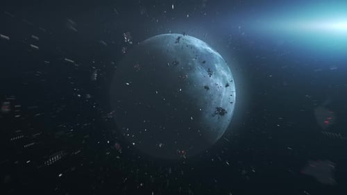 Meteore und großer Asteroid auf dem Weg zum Mond