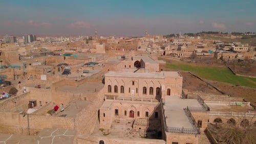 Midyat city general view with drone, Mardin Turkey