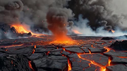 Explosionsszene im Ash Storm-Vulkankrater