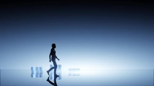 Animated Figure Walks On Growing Coin Stacks Representing Business Growth