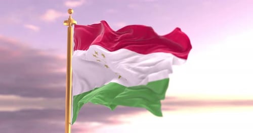 Tajikistan National Flag Waving with Natural Fabric Motion