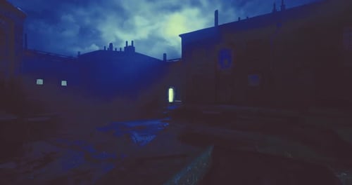 Mysterious Alley Illuminated By Eerie Light During Twilight Hours