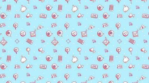 Animated Social Media Doodles Seamless Pattern Background