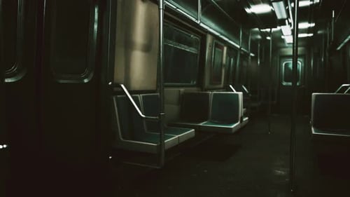 Empty Subway Wagon Using New York City Public Transportation System