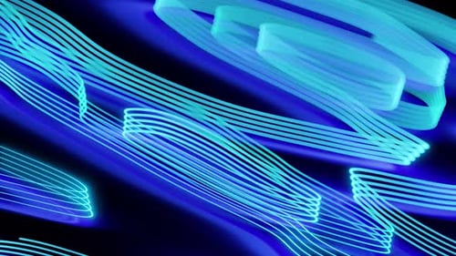 Multicolored Waving Lines Appearing Against Dark Background 3D Animation Loop