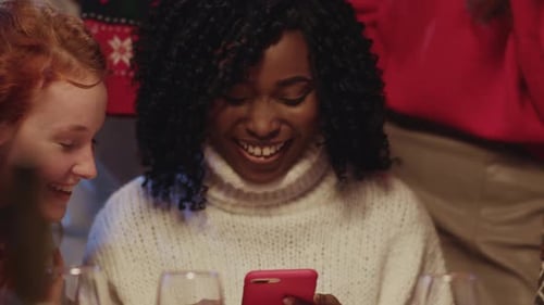 Friends Enjoying Christmas Celebration Together