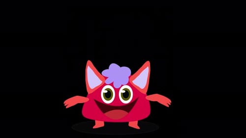 Happy Jumping Cartoon Monster Character Flat Design Animation