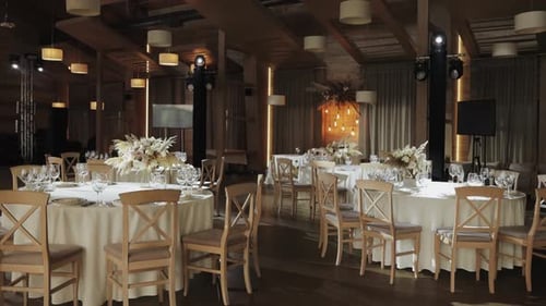 Elegant Wedding Reception Set Up in Rustic Venue