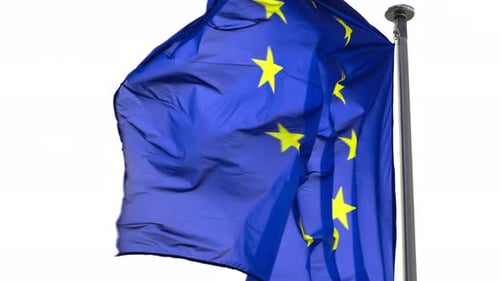 European Union Flag Waving in the Wind