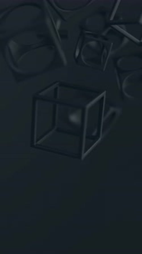 Abstract 3d Black Geometric Shapes Rotating Animation Loop Modern Minimalistic Background 3d Render