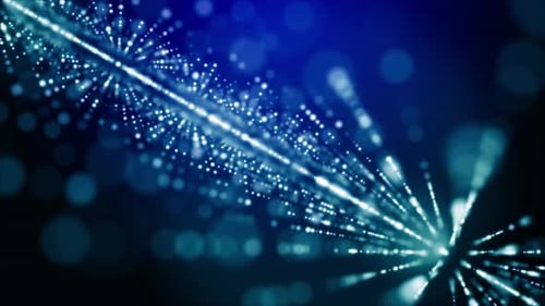 Abstract Blue Glowing Digital Particle Stream Background