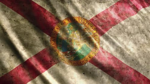 Grunge Waving Florida State Flag with Seal