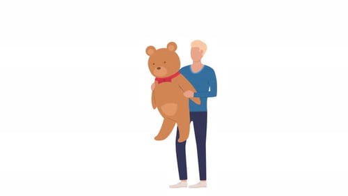 Ein Junge mit einem Teddybär 4K