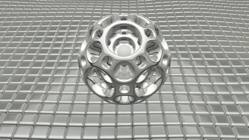 Luxus-Hintergrund mit schwebenden silbernen Würfeln, Reflexion, 3D-Renderer, Kugel, exklusiv