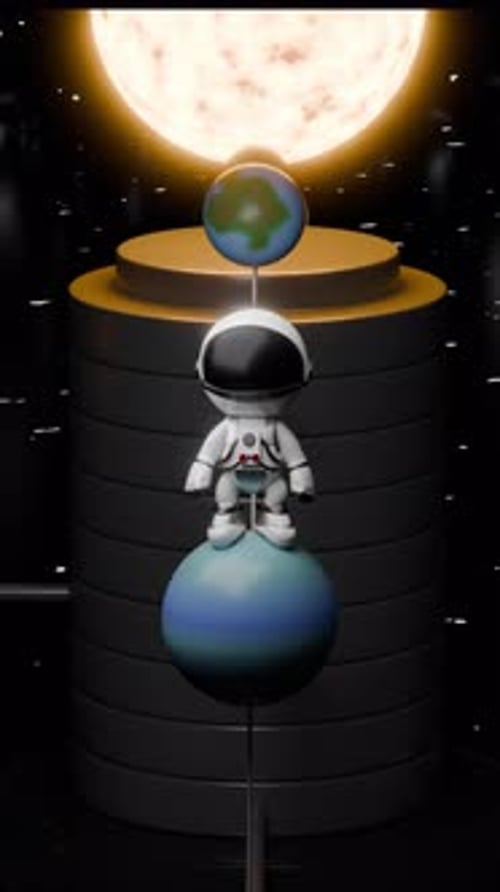 Vidéo satisfaisante d'animation en boucle d'astronaute de dessin animé