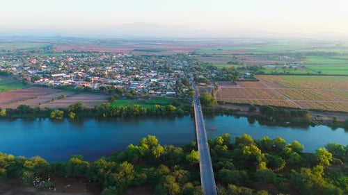 Santiago River Flows Through The Town Of La Presa Connecting The Communities In Nayarit, Mexico