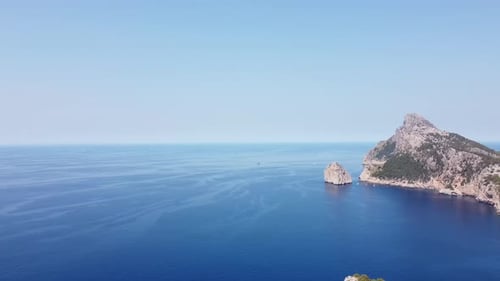Aerial video of cliffs and coastline of Palma de Mallorca, Spain