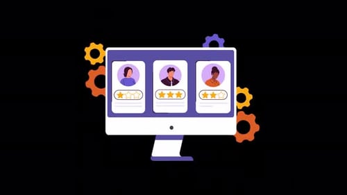 Animated User Profiles Search on Computer with Gears