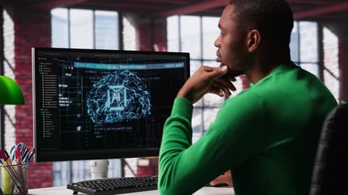 System Engineer Coding AI Brain Model of Neural Network for Machine Learning