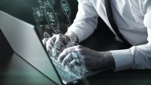 Futuristic Holographic Digital Interface Data Display