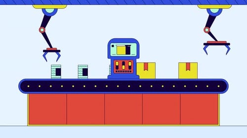 Animated Robotic Factory Assembly Line Production