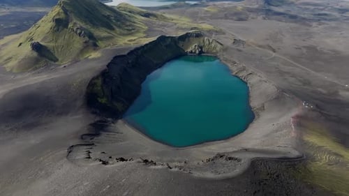 Aerial drone view of the landscape of Iceland
