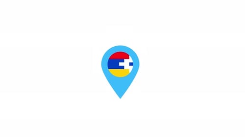 Animated Location Pin with Stylized Flag Icon