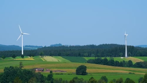 Green Energy Wind Turbines In Nature