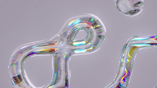 Transparent multicolored liquid waving surface, ripples with iridescent effect.