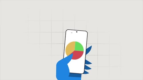 Animated Financial Data on Smartphone in Flat Design