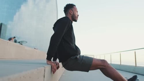 Man Exercising Doing Dips Outdoors