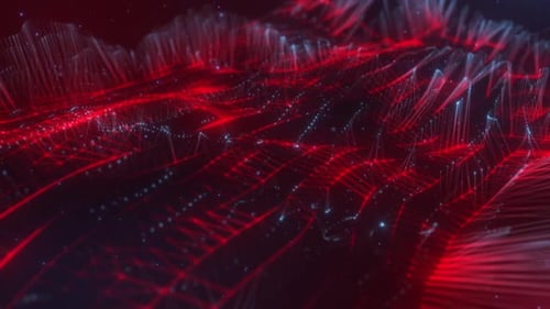 Futuristic Abstract Red Glowing Data Grid Background