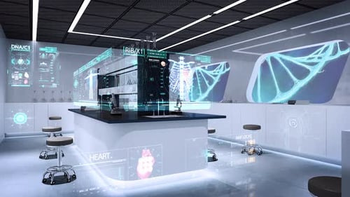 Futuristic Medical Science Lab Holographic Interface