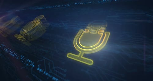Microphone online podcast and on air live record symbol cyber loop concept