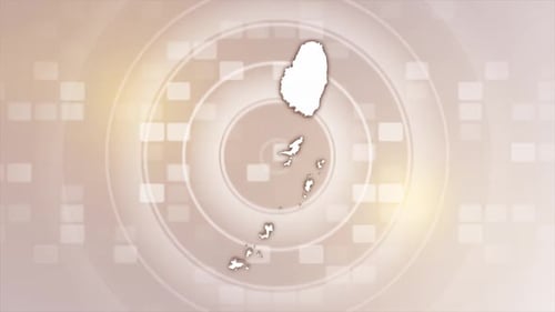 Animated Map Reveal with Abstract Circles and Squares Background