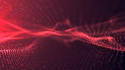Abstract red wave pattern with glowing dots, giving an energetic and dynamic appearance