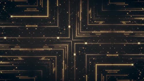Abstract Golden Glowing Technology Network Background