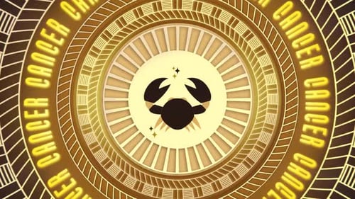 Glowing Cancer Zodiac Sign Geometric Animation Loop
