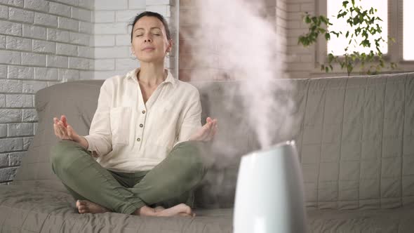 Dreamy Woman By Humidifier, People Stock Footage ft. air purifier ...
