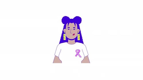 Hispanic woman wearing tshirt solidarity ribbon 2D character animation