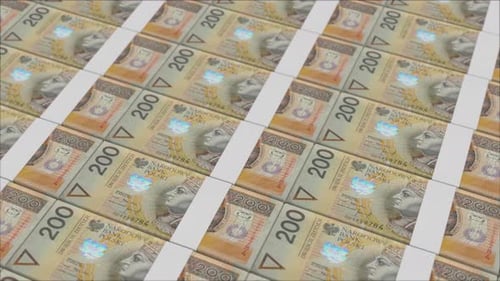 200 POLISH ZLOTY banknotes printed by a money press