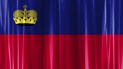Waving Liechtenstein Flag National Emblem